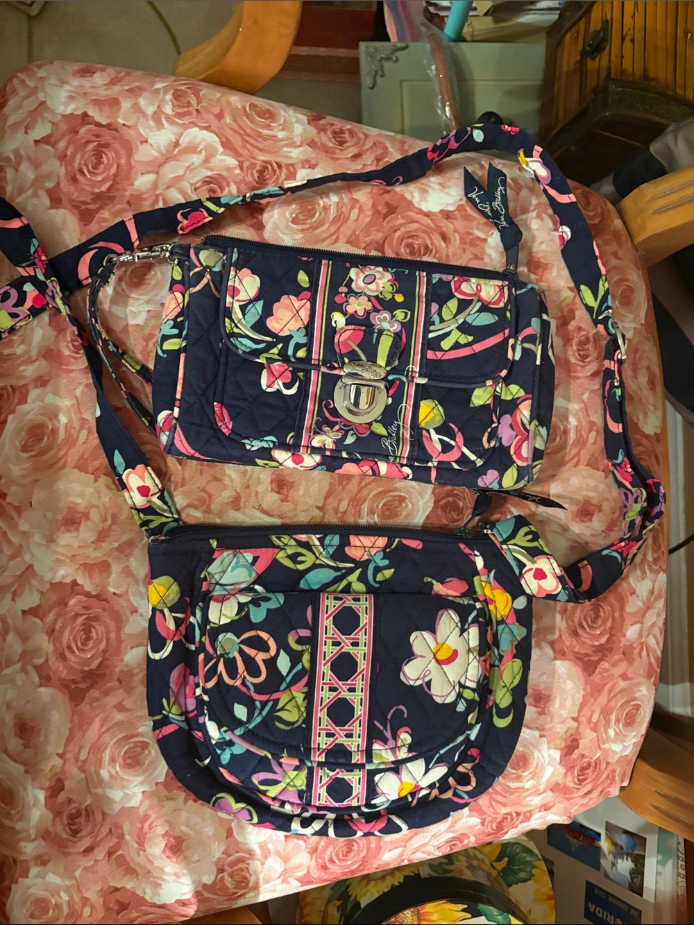 Vera Bradley Navy Floral Quilted Crossbody Bag Set